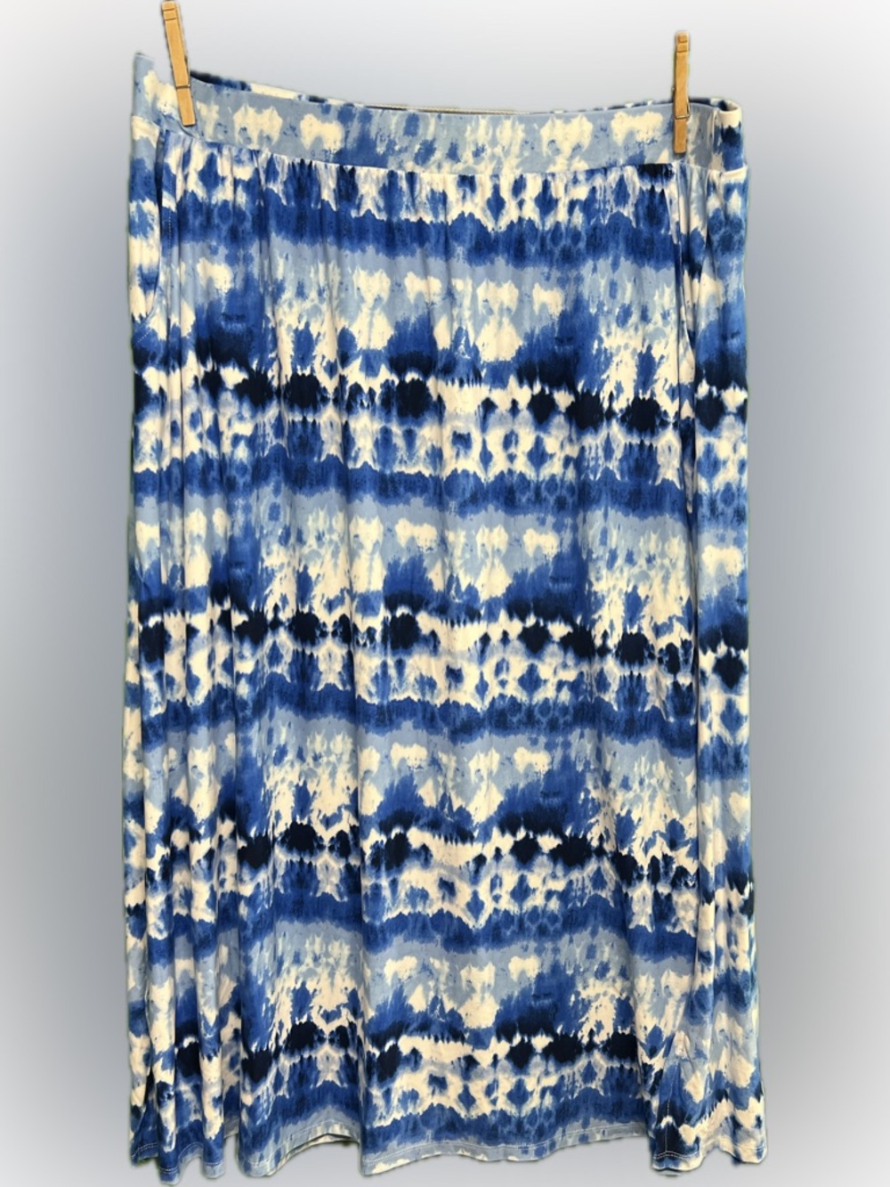 Terra & Sky Blue and White Tie-Dye Maxi Skirt